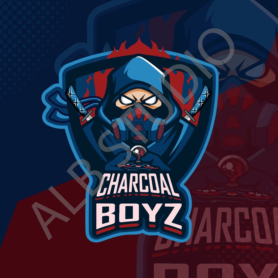 Charcoal Boyz mascot logo — masked ninja with swords