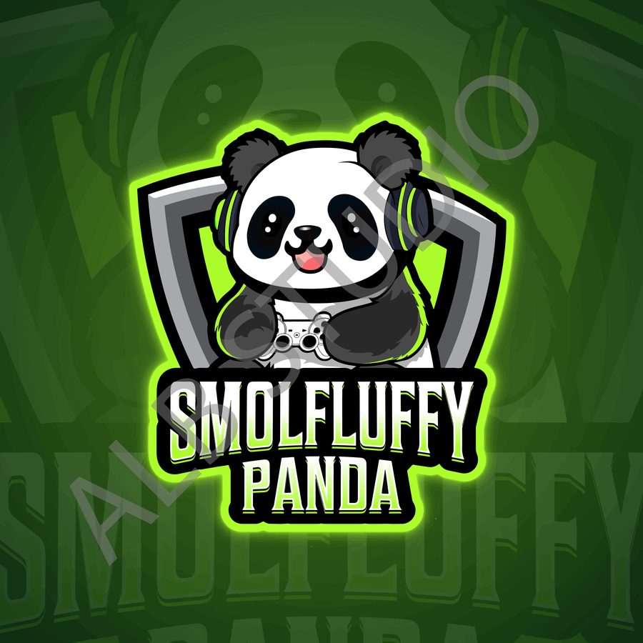SmolFluffy Panda mascot logo — panda wearing a headset