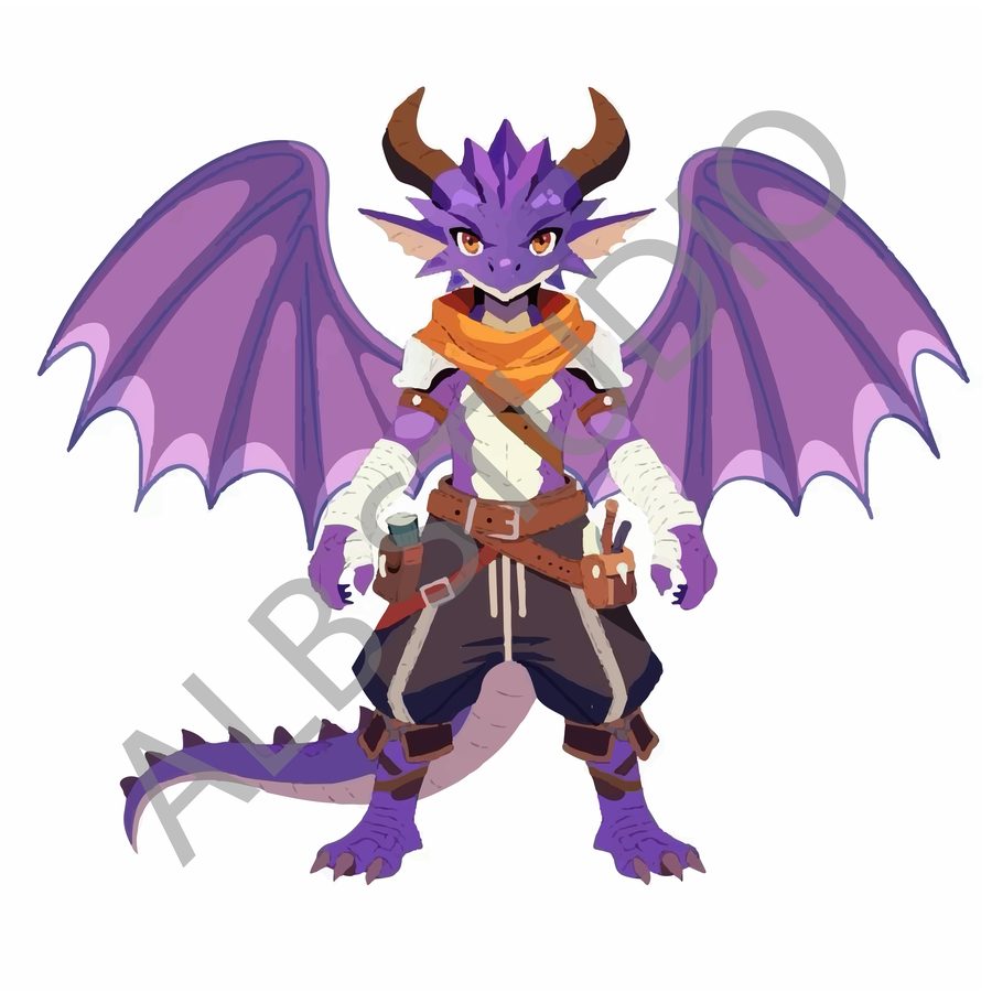Original character — purple winged dragon warrior
